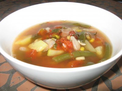 Vegetable soup in a bowl.