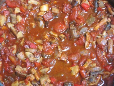 Close up shot of vegan mushroom goulash.