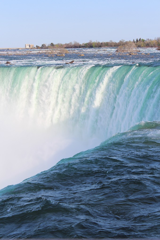 Close up shot of Niagara Falls.