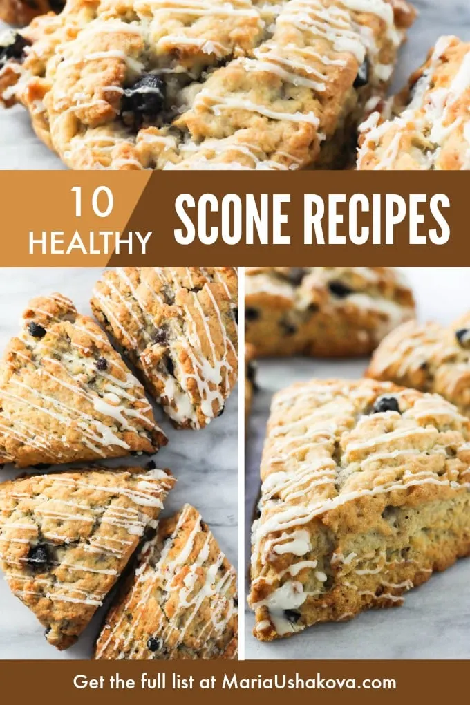 Collage of healthy scones with the text overlay saying: 