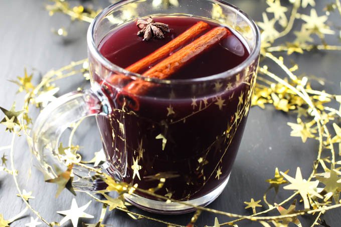 Red Gluhwein in a mug.