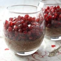 chocolate chia pudding with pomegranate