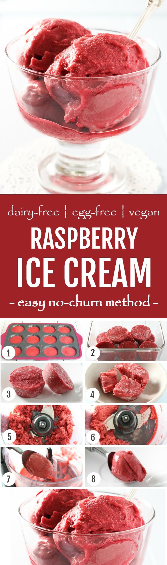 Vegan Raspberry Ice Cream (No Churn Recipe)