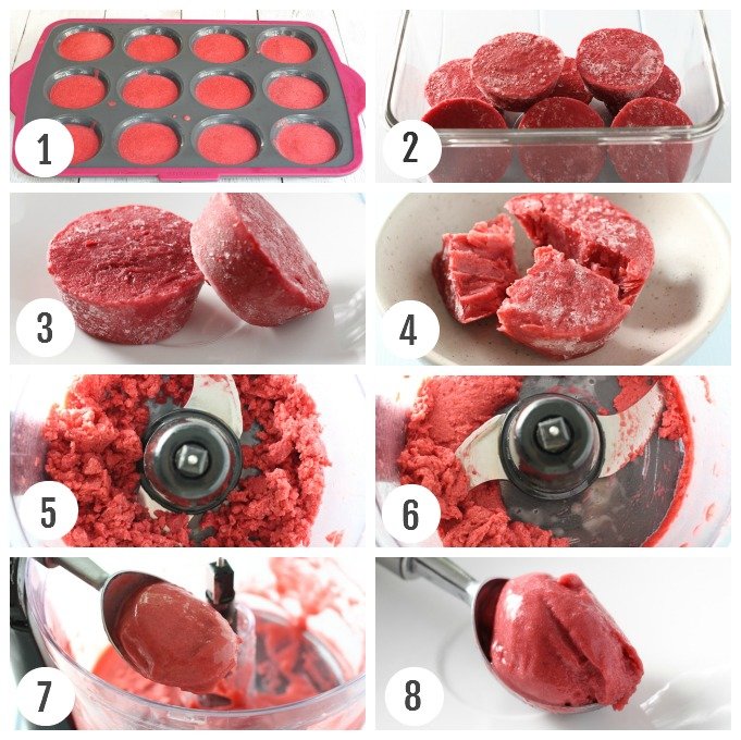 8 Step by Step Photos of the no-churn ice cream method.