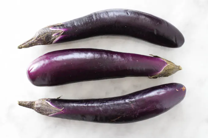 Three Chinese eggplants.