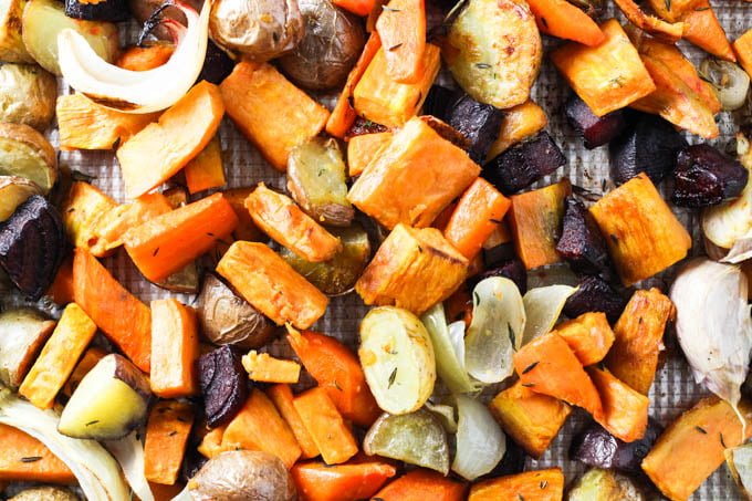 Roasted root vegetables.