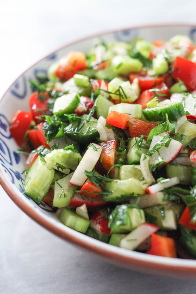 Fresh vegetable salad in a bowl.