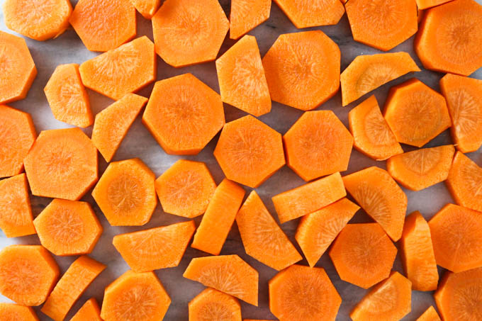 Close up shot of carrot slices.