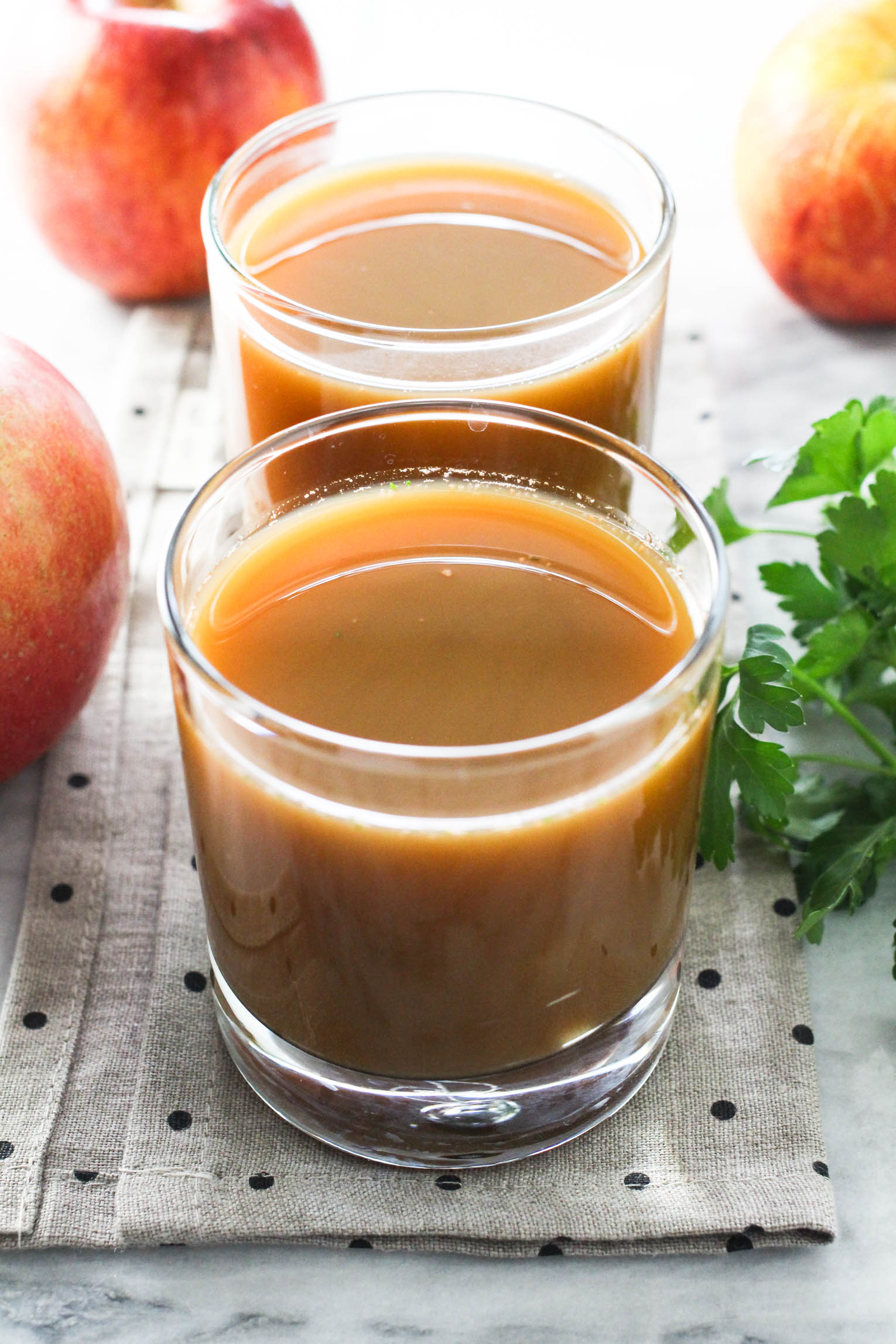 Two glasses with homemade juice.