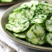 Cucumber salad on a plate.
