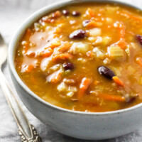 Bulgur soup in a bowl.