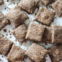 Close up shot of spelt crackers.
