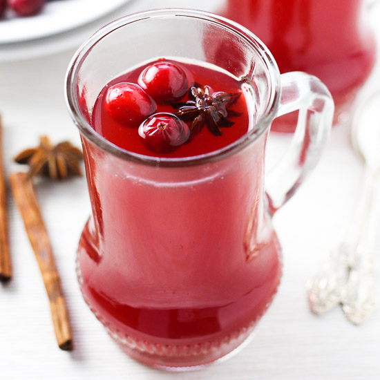 Cranberry punch in a glass.