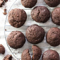 Almond flour chocolate cooking on a cooling rack.