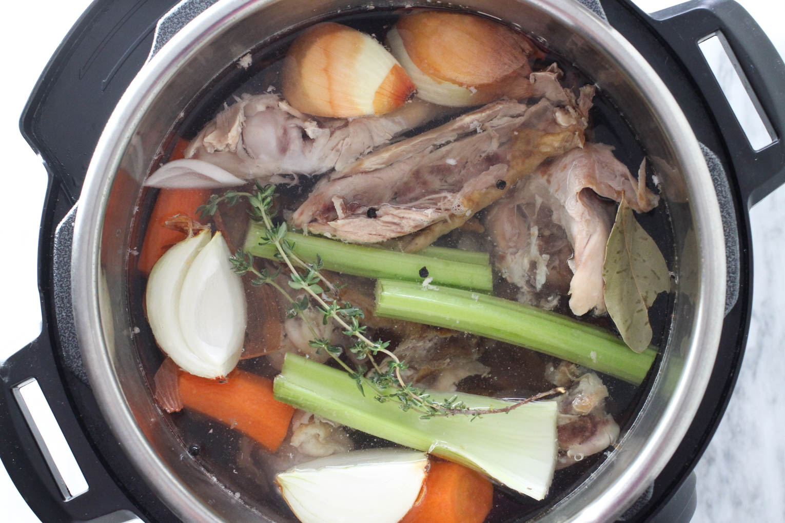 All ingredients inside Instant Pot inner cooking pot.