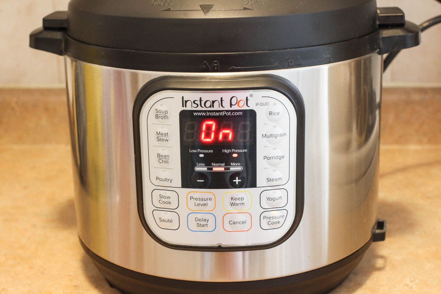 Instant Pot on a kitchen counter.