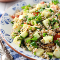 Raw zucchini salad on a plate.