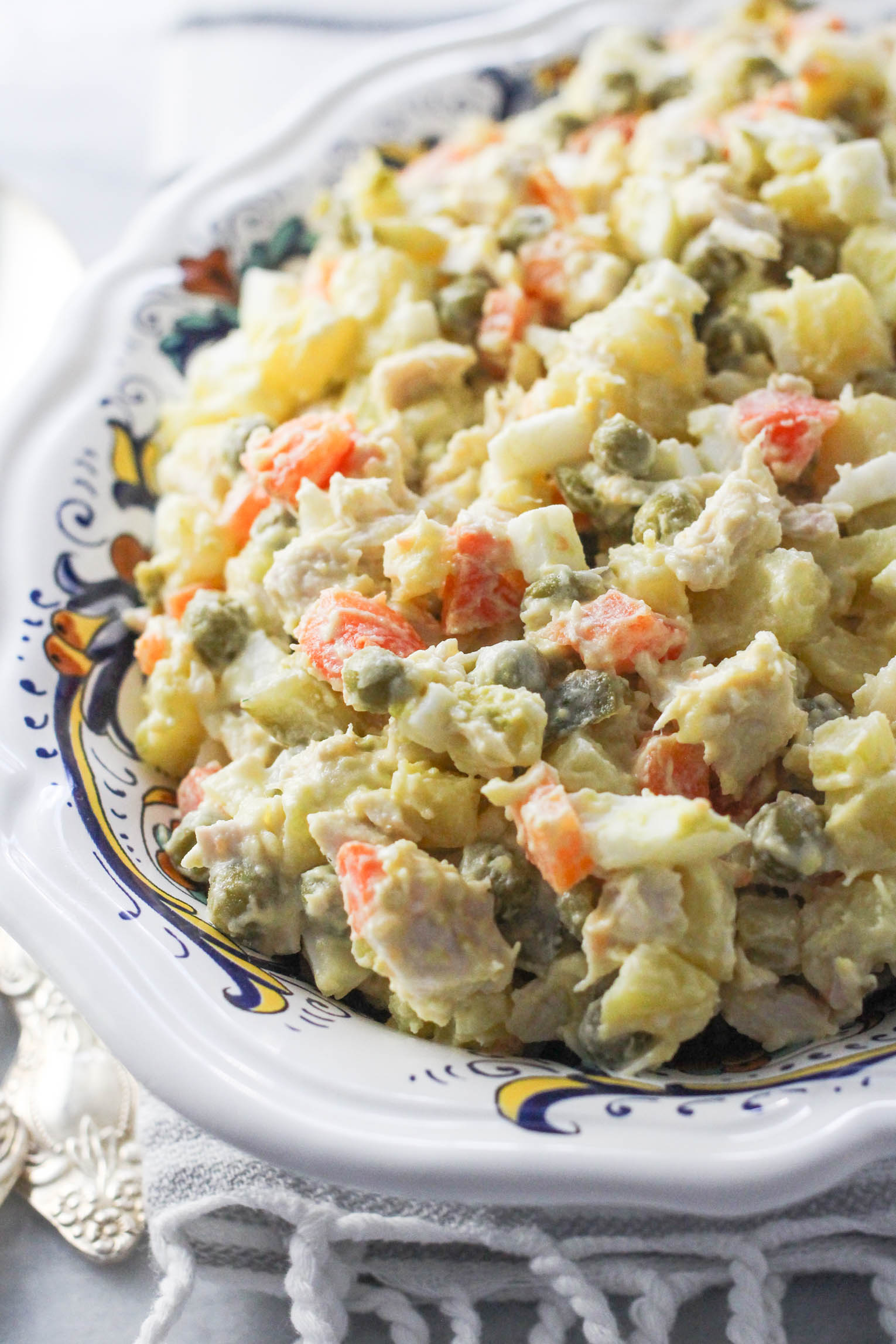 Olivier salad in a bowl.