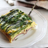 Asparagus and salmon eggbake on a plate.